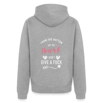 Mir Egal Attitude Abneigung Lebenseinstellung - Unisex Premium Bio Zip Hoodie - Grau meliert - Hinten - Nico (187cm)
