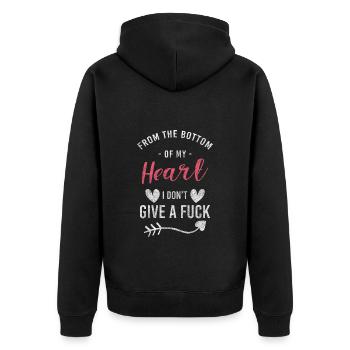 Mir Egal Attitude Abneigung Lebenseinstellung - Unisex Premium Bio Zip Hoodie - Schwarz - Hinten - Nico (187cm)