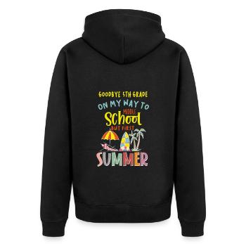 Abschied von der 5. Klasse - Hallo Mittelschule! - Unisex Premium Bio Zip Hoodie - Schwarz - Hinten - Nico (187cm)