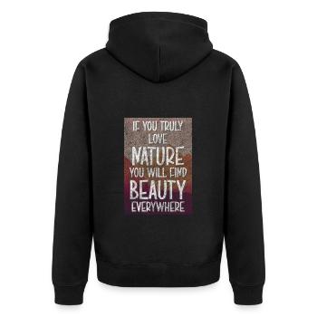 Wald Camping Tiere - Unisex Premium Bio Zip Hoodie - Schwarz - Hinten - Nico (187cm)