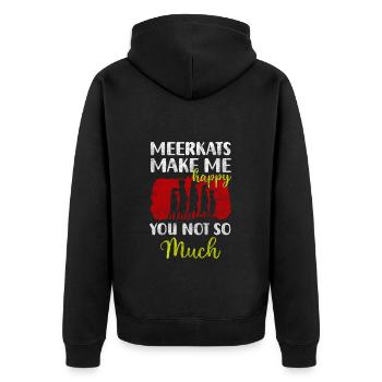 Wildnis Tier Fell Süß - Unisex Premium Bio Zip Hoodie - Schwarz - Hinten - Nico (187cm)