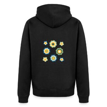 70s Flower Pattern Green - Unisex Premium Organic Zip Hoodie - black - Back - Nico (187cm)