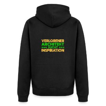 Verlorener Architekt Sucht Inspiration - Unisex Premium Bio Zip Hoodie - Schwarz - Hinten - Nico (187cm)