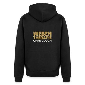 Weben - Therapie Ohne Couch - Unisex Premium Bio Zip Hoodie - Schwarz - Hinten - Nico (187cm)