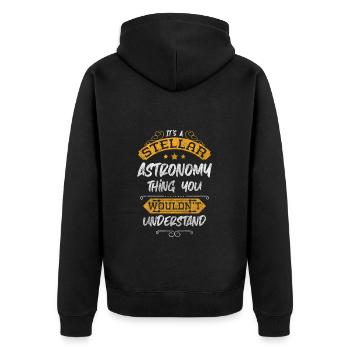 Weltraum Planeten Kosmonaut Kosmos - Unisex Premium Bio Zip Hoodie - Schwarz - Hinten - Nico (187cm)
