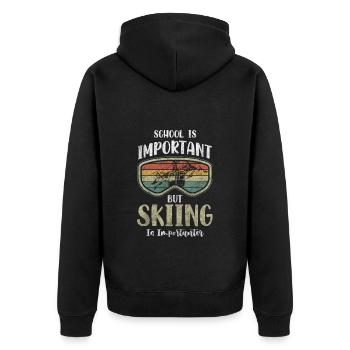 Skifahrer Skier Sport - Unisex Premium Bio Zip Hoodie - Schwarz - Hinten - Nico (187cm)