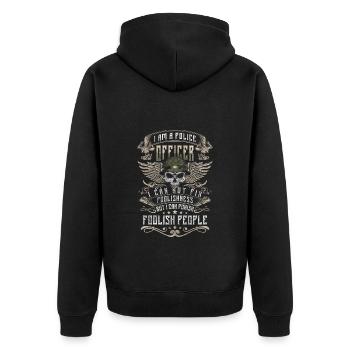Polizistin Blaulicht Dieb - Unisex Premium Bio Zip Hoodie - Schwarz - Hinten - Nico (187cm)