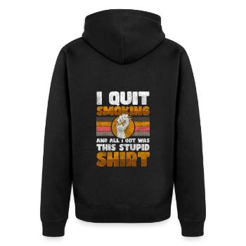 Sucht Disziplin Nicht Rauchen - Unisex Premium Bio Zip Hoodie - Schwarz - Hinten - Nico (187cm)