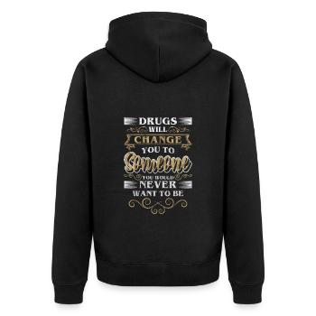 Entzug Abhängig Clean Marihuana - Unisex Premium Bio Zip Hoodie - Schwarz - Hinten - Nico (187cm)