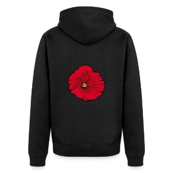 Blume rot rote Blüte Geschenk Valentinstag - Unisex Premium Bio Zip Hoodie - Schwarz - Hinten - Nico (187cm)