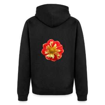 Blume gelb rot rote Blume Blumen rot gelbe Blumen - Unisex Premium Bio Zip Hoodie - Schwarz - Hinten - Nico (187cm)