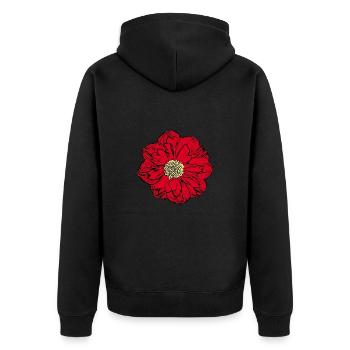 Blume rot rote Blume Blumen rot rote Blumen - Unisex Premium Bio Zip Hoodie - Schwarz - Hinten - Nico (187cm)