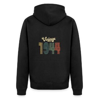 80ème Anniversaire Vintage 1944 - Veste à capuche bio Premium Unisexe - noir - Dos - Nico (187cm)