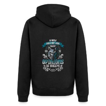 Wolves Predator Strength - Unisex Premium Organic Zip Hoodie - black - Back - Nico (187cm)