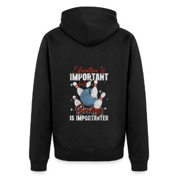 Bowling Winner Bowling Club - Unisex Premium Organic Zip Hoodie - black - Back - Nico (187cm)