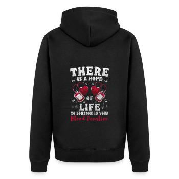 Blut Lebensretter Gemeinschaft Danke - Unisex Premium Bio Zip Hoodie - Schwarz - Hinten - Nico (187cm)