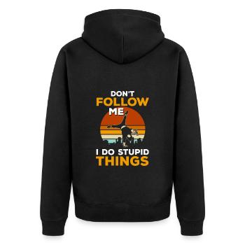 Freerunning Running Fitness - Unisex Premium Organic Zip Hoodie - black - Back - Nico (187cm)