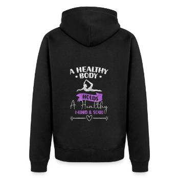 Spa Urlaub Gesundheit Abschalten - Unisex Premium Bio Zip Hoodie - Schwarz - Hinten - Nico (187cm)