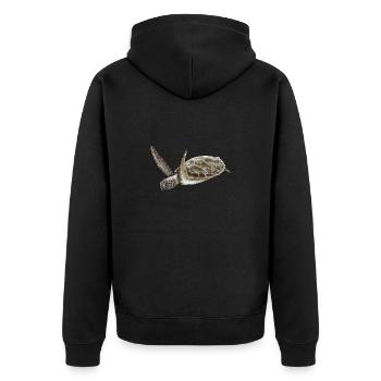 Süße Schildkröte Motiv Illustration Meeresbewohner - Unisex Premium Bio Zip Hoodie - Schwarz - Hinten - Nico (187cm)