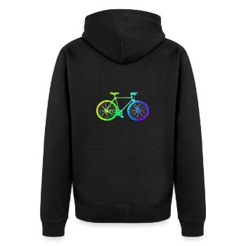Fahrrad | Fahrradfahrer | Mountainbike | Radfahrer - Unisex Premium Bio Zip Hoodie - Schwarz - Hinten - Nico (187cm)