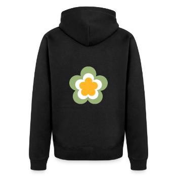 70s Flower Pattern Green, Carnival,Mardi Gras - Unisex Premium Organic Zip Hoodie - black - Back - Nico (187cm)