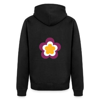 70er Jahre Blume Muster Retro Hippie Festival - Unisex Premium Bio Zip Hoodie - Schwarz - Hinten - Nico (187cm)