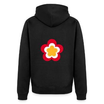 70s Flower Pattern Red - Unisex Premium Organic Zip Hoodie - black - Back - Nico (187cm)