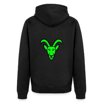 Capricorn Mascot Logo - Unisex Premium Organic Zip Hoodie - black - Back - Nico (187cm)