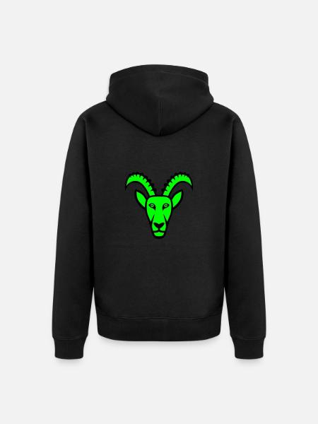 Steinbock Maskottchen Logo - Unisex Premium Bio Zip Hoodie - Schwarz