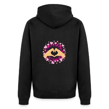 Female hands in the shape of heart. Festive design - Unisex Premium Organic Zip Hoodie - black - Back - Nico (187cm)