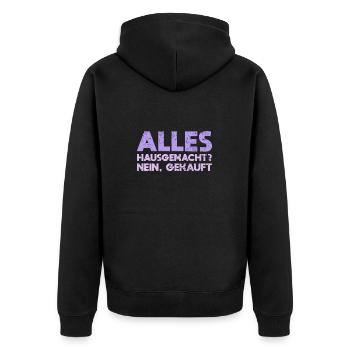 Alles Hausgemacht? Nein, Gekauft - Unisex Premium Bio Zip Hoodie - Schwarz - Hinten - Nico (187cm)