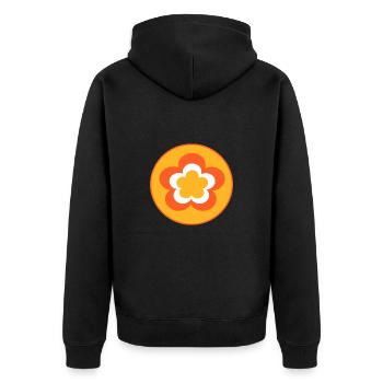 70s Flower Pattern - Unisex Premium Organic Zip Hoodie - black - Back - Nico (187cm)