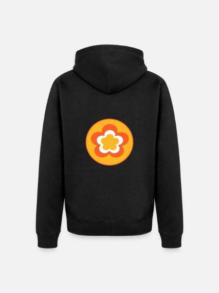 70s Flower Pattern - Unisex Premium Organic Zip Hoodie - black