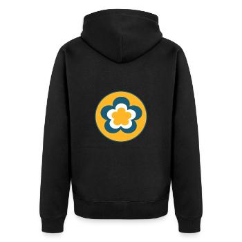 70s Flower Pattern - Unisex Premium Organic Zip Hoodie - black - Back - Nico (187cm)