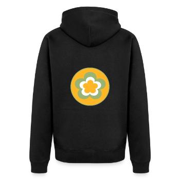 70s Flower Pattern - Unisex Premium Organic Zip Hoodie - black - Back - Nico (187cm)