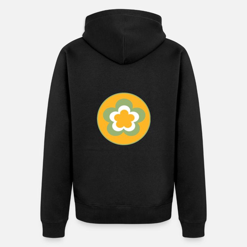 70er Jahre Blume Muster - Unisex Premium Bio Zip Hoodie - Schwarz