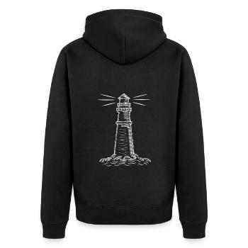Lighthouse North Sea Baltic Sea coast north - Unisex Premium Organic Zip Hoodie - black - Back - Nico (187cm)