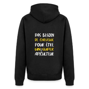 Pasbesoin de cheveux pour être un super apiculteur - Veste à capuche bio Premium Unisexe - noir - Dos - Nico (187cm)