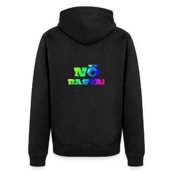 Nö Basta! | Nein | Schlechte Laune | Miesepeter - Unisex Premium Bio Zip Hoodie - Schwarz - Hinten - Nico (187cm)