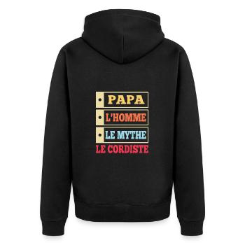 Papa l'homme le mythe le cordiste t-shirt - Veste à capuche bio Premium Unisexe - noir - Dos - Nico (187cm)