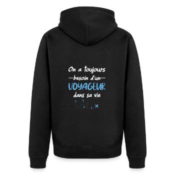 On a toujours besoin d'un voyageur t-shirt - Veste à capuche bio Premium Unisexe - noir - Dos - Nico (187cm)
