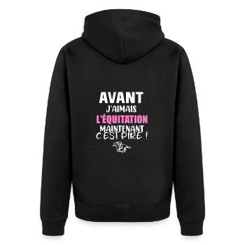 Avant j'aimais l'équitation maintenant c'est pire - Veste à capuche bio Premium Unisexe - noir - Dos - Nico (187cm)