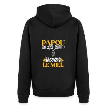 Papou t-shirt apiculteur retraité abeille humour - Veste à capuche bio Premium Unisexe - noir - Dos - Nico (187cm)