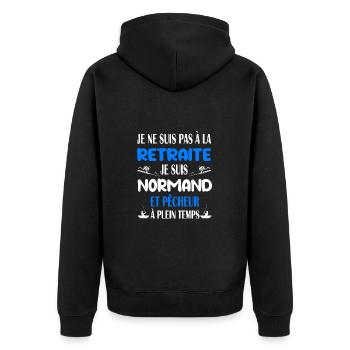 Grand-père retraité normand pêcheur t-shirt - Veste à capuche bio Premium Unisexe - noir - Dos - Nico (187cm)
