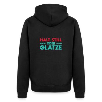 Halt Still, Oder Glatze - Unisex Premium Bio Zip Hoodie - Schwarz - Hinten - Nico (187cm)