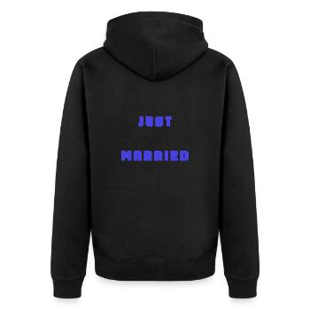 ICH HABE GERADE GEHEIRATET. Junggesellinnenabschied. VALENTINSTAG. PAAR. LIEBE - Unisex Premium Bio Zip Hoodie - Schwarz - Hinten - Nico (187cm)