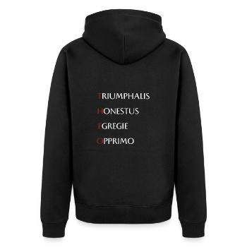 Theo - Unisex Premium Bio Zip Hoodie - Schwarz - Hinten - Nico (187cm)