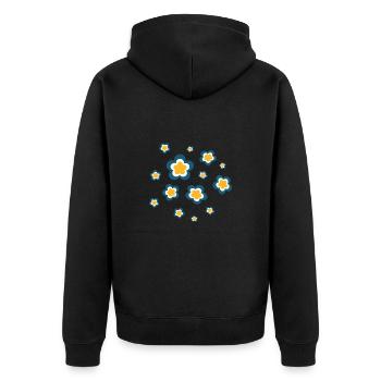 70s Flower Pattern Retro Hippie Flowers Power - Unisex Premium Organic Zip Hoodie - black - Back - Nico (187cm)