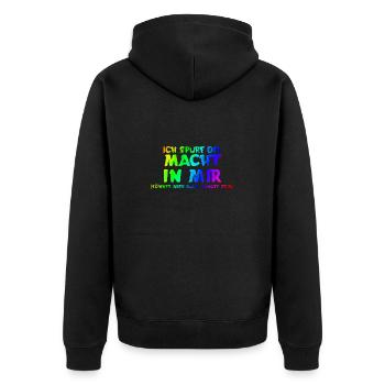Ich spüre die Macht in mir | könnte hunger sein - Unisex Premium Bio Zip Hoodie - Schwarz - Hinten - Nico (187cm)