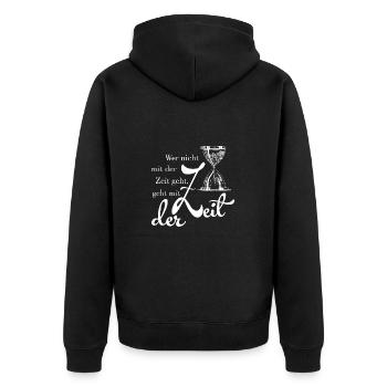 Wer nicht mit der Zeit geht - Unisex Premium Bio Zip Hoodie - Schwarz - Hinten - Nico (187cm)